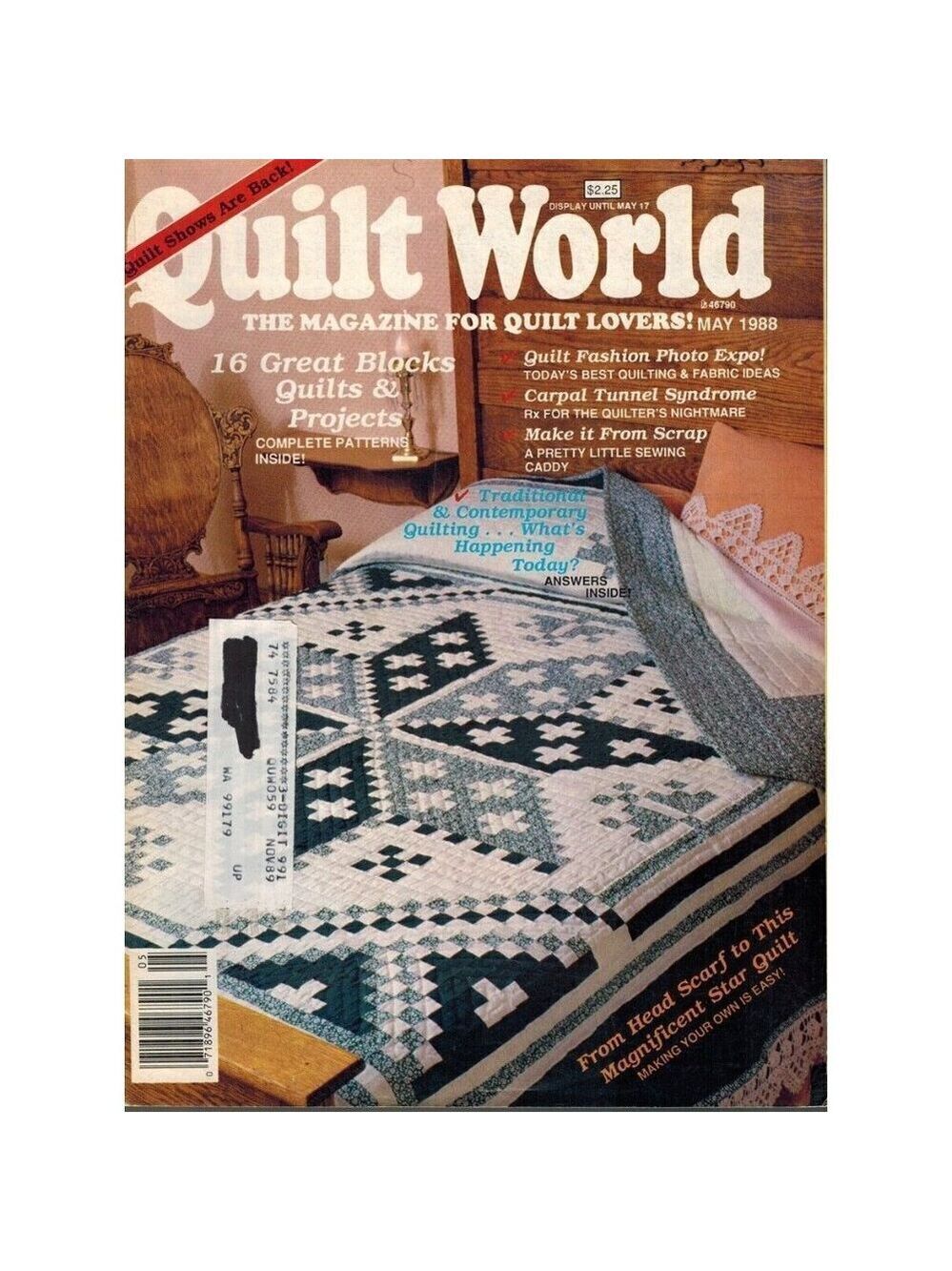QUILT WORLD MAGAZINE, MAY 1988 House of White Birches Single_Issue_Magazine